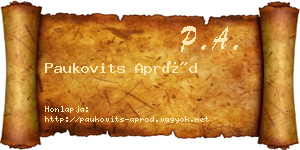 Paukovits Apród névjegykártya